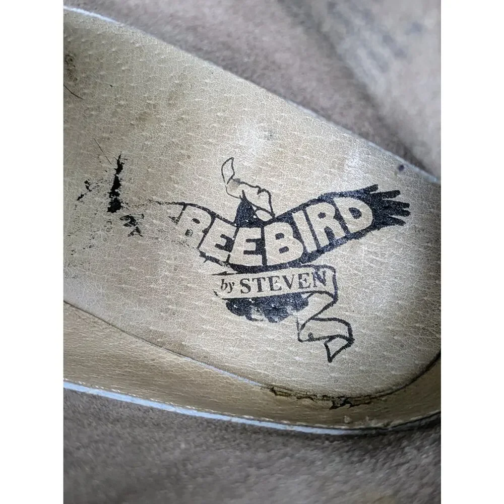Freebird by Steven Cairo Boots 7 Brown Suede Strappy Heeled Boho Festival Zip